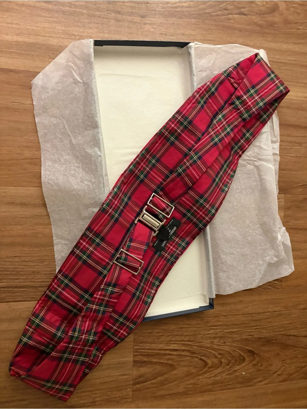 Brooks Brothers Red Tartan Plaid Tie and Cummerbund Set